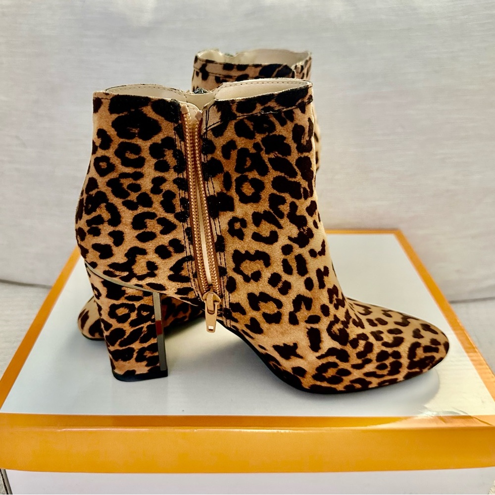 Dunlion armory Womens Chunky Heel Dress leopard ankle fashion booties